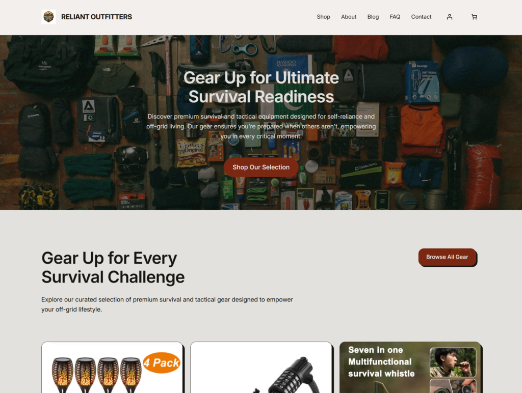 Reliant Outfitters Web Design - Ecommerce